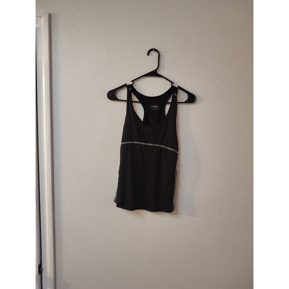 Sport-Dri Womens Black Compression Fit Racerback Tank Top Built-in Bra Medium